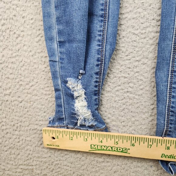 RUE 21 Jeans Womens 0 Blue Low Rise Ankle Skinny Ripped Stretch Denim - Picture 7 of 9